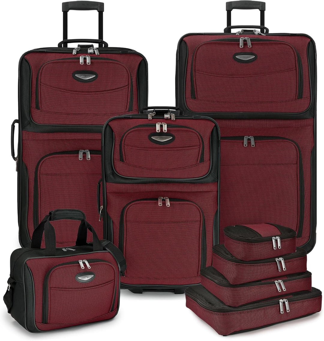 8-Piece Soft Shell Luggage Set with Packing Cubes and TSA Lock – TravelMax