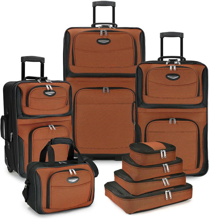 8-Piece Soft Shell Luggage Set with Packing Cubes and TSA Lock – TravelMax