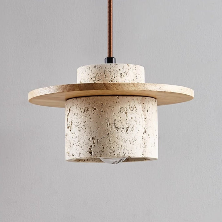 Travertine Pendant Lamp for Natural Luxury - StoneGlow-Walnut-Nora Luxe