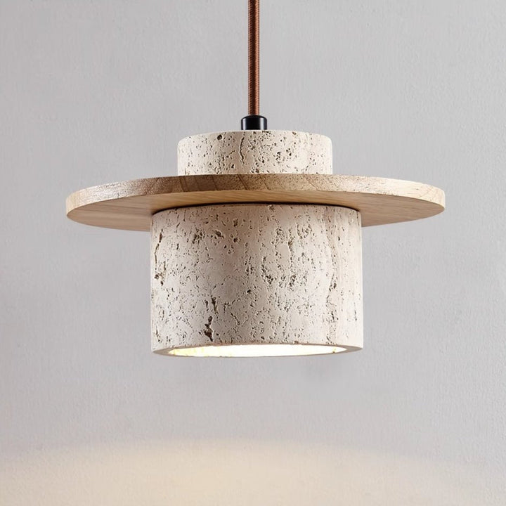 Travertine Pendant Lamp for Natural Luxury - StoneGlow-Wooden-Nora Luxe