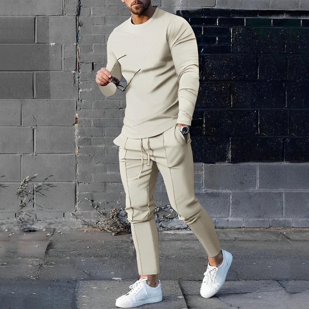 Trendy 2-Piece Men's Set | Nova Sweater and Jogger-Beige-XS-Nora Luxe