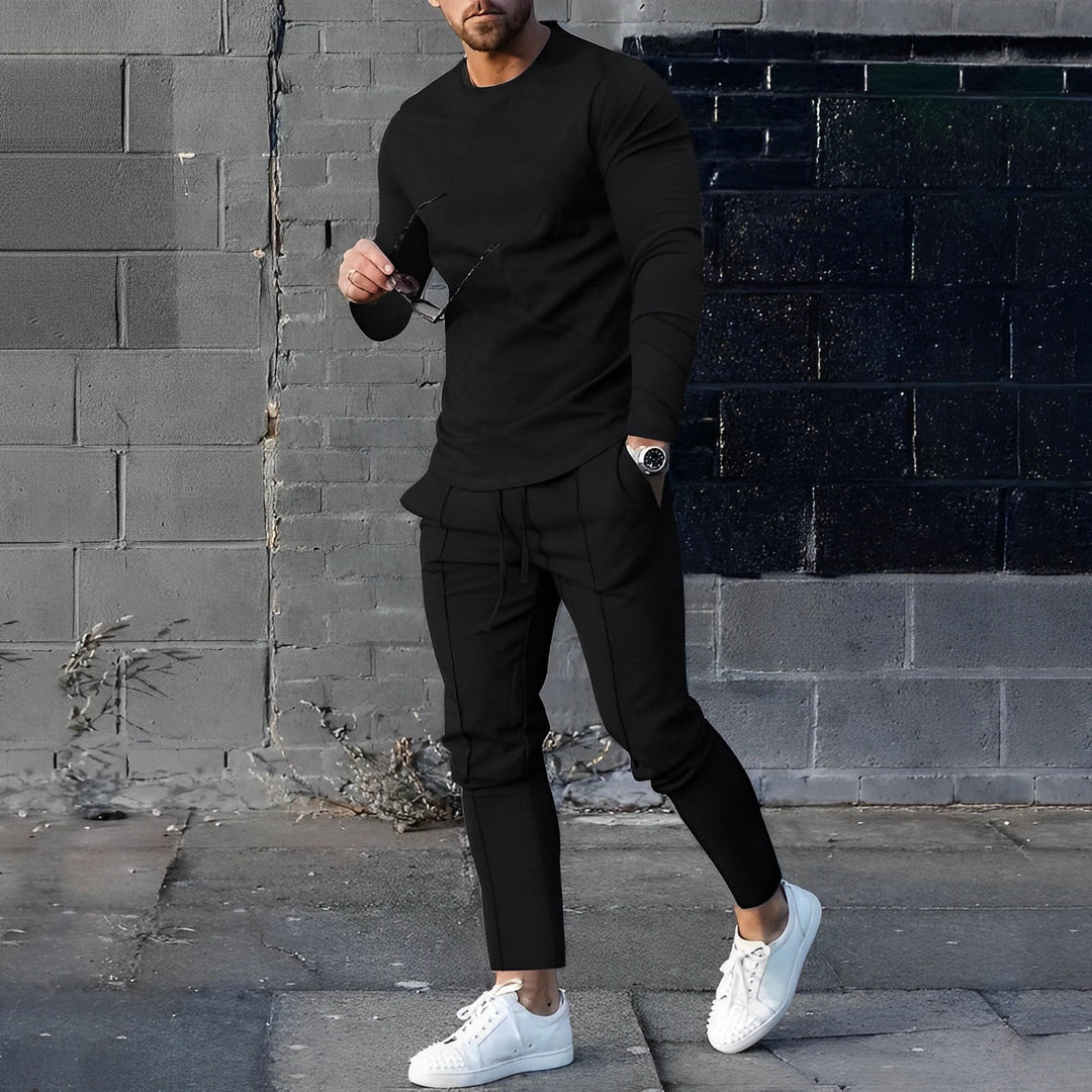 Trendy 2-Piece Men's Set | Nova Sweater and Jogger-Black-XS-Nora Luxe