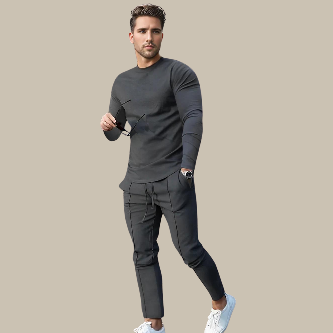 Trendy 2-Piece Men's Set | Nova Sweater and Jogger-Dark grey-XS-Nora Luxe