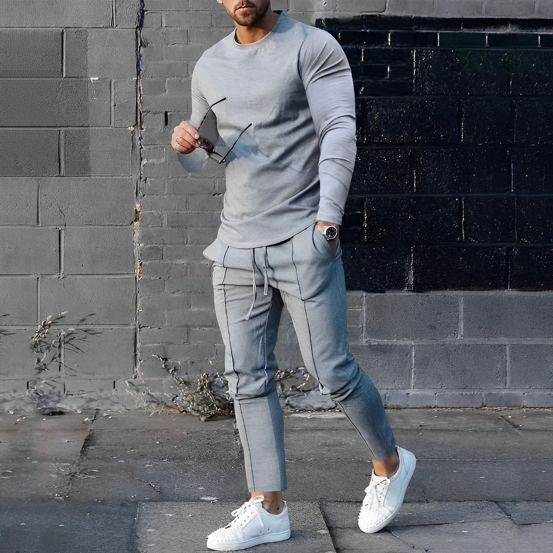 Trendy 2-Piece Men's Set | Nova Sweater and Jogger-Gray-XS-Nora Luxe