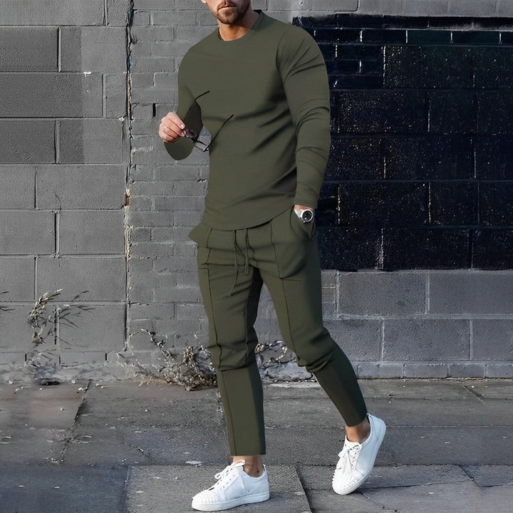 Trendy 2-Piece Men's Set | Nova Sweater and Jogger-Olive green-XS-Nora Luxe