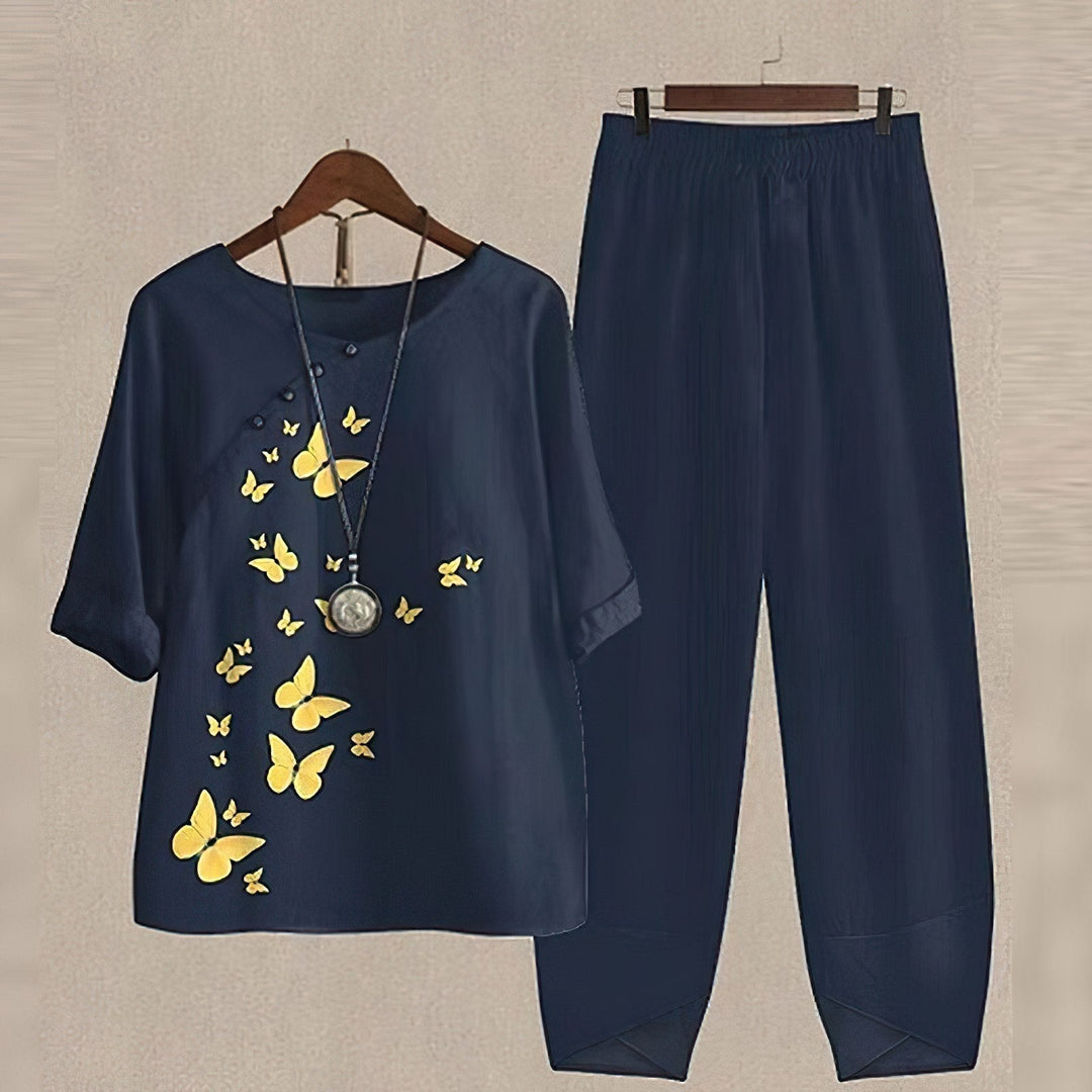 Trendy 2-Piece Spring and Summer Set - LenaDuo-Dark blue-S-Nora Luxe