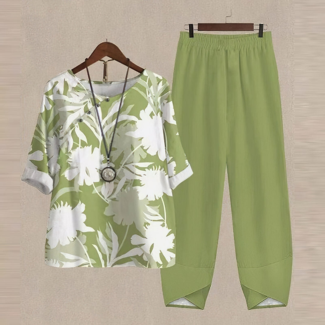 Trendy 2-Piece Spring and Summer Set - LenaDuo-Green-S-Nora Luxe