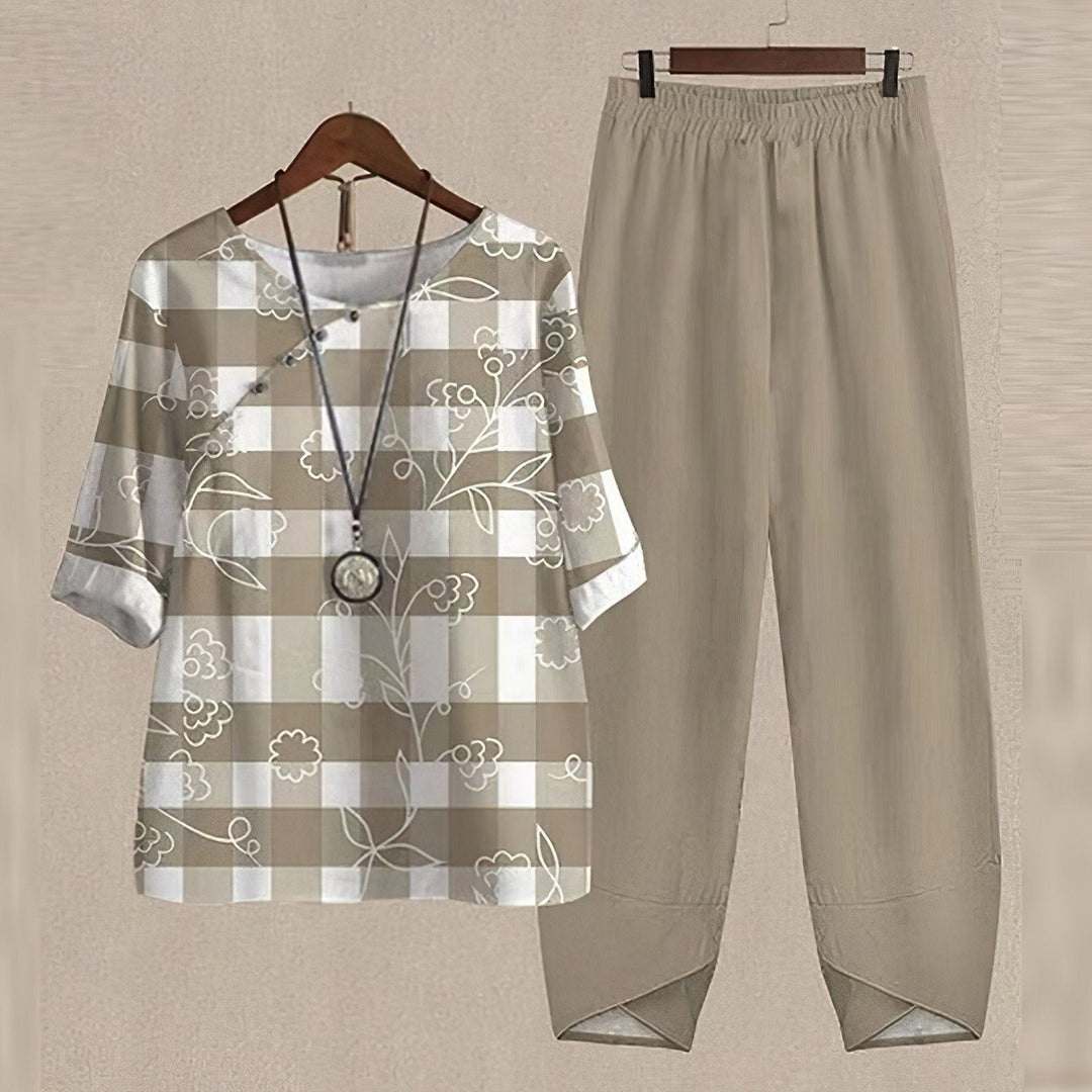 Trendy 2-Piece Spring and Summer Set - LenaDuo-Khaki-S-Nora Luxe