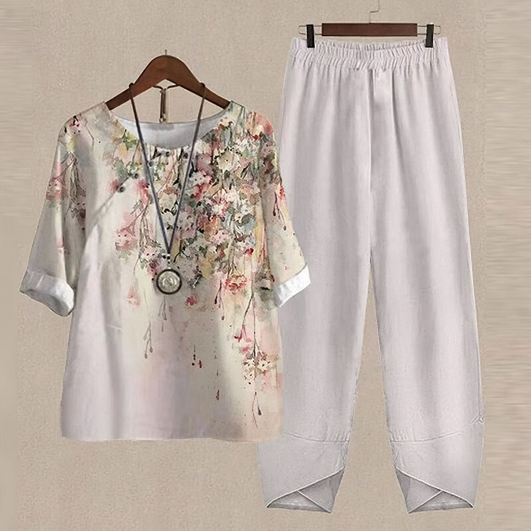 Trendy 2-Piece Spring and Summer Set - LenaDuo-White-S-Nora Luxe