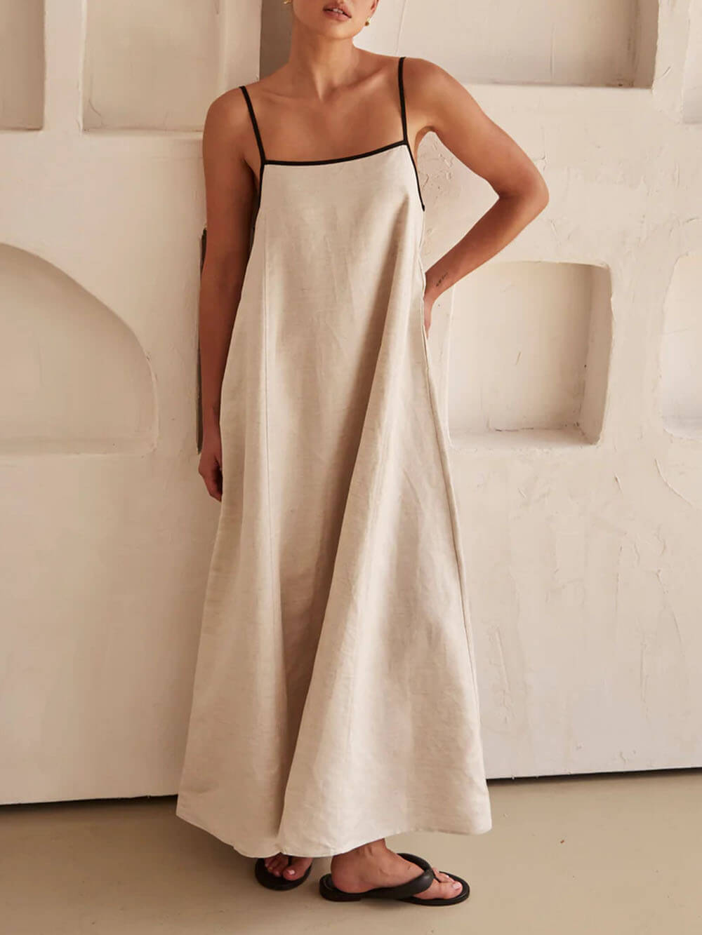 Trendy A-line Strappy Dress with Contrast Design for Holidays – Zoey-S-Nora Luxe