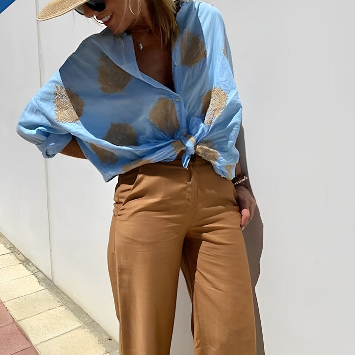 Trendy and Chic Ladies Blouse – Isabelle-Blue-S-State of Style