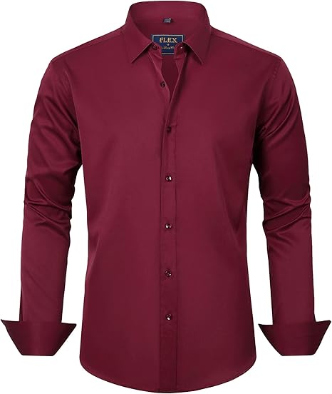 Trendy Anti-Crease Shirt for Men - Tom-Bordeaux Red-S-Nora Luxe