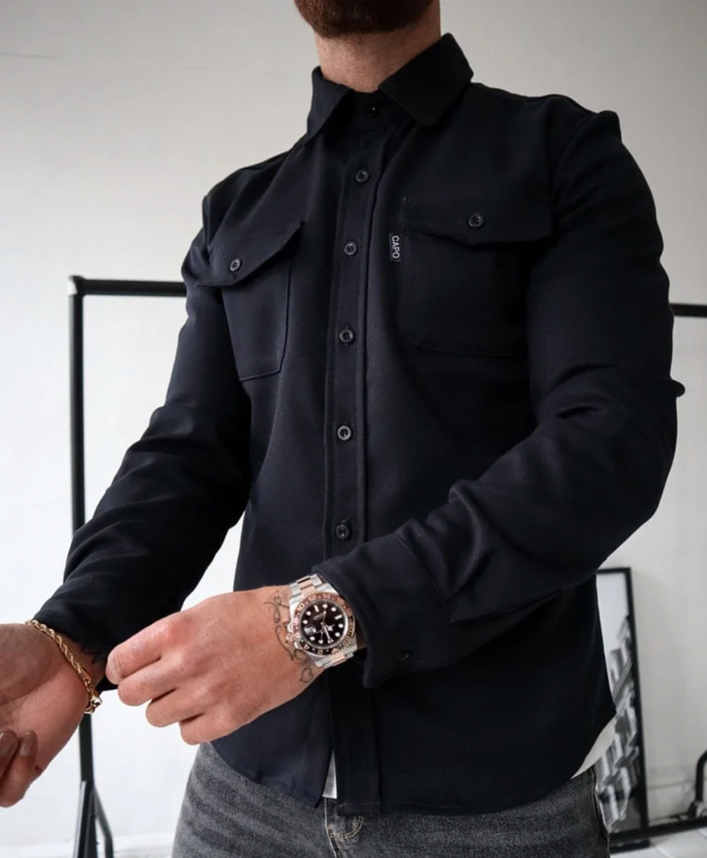Trendy Autumn Shirt for Men - Rocco-Black-S-Nora Luxe