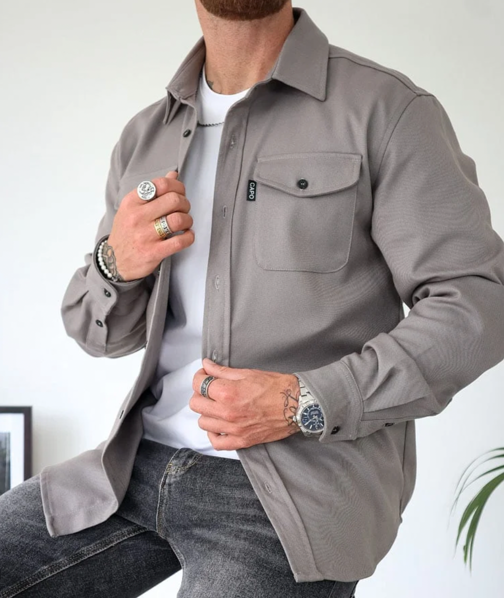 Trendy Autumn Shirt for Men - Rocco-Gray-S-Nora Luxe