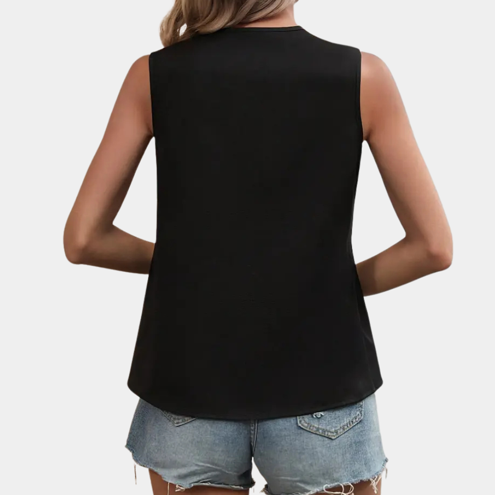 Trendy Black and White Asymmetrical Blouse for Women - Elise-XS-Nora Luxe