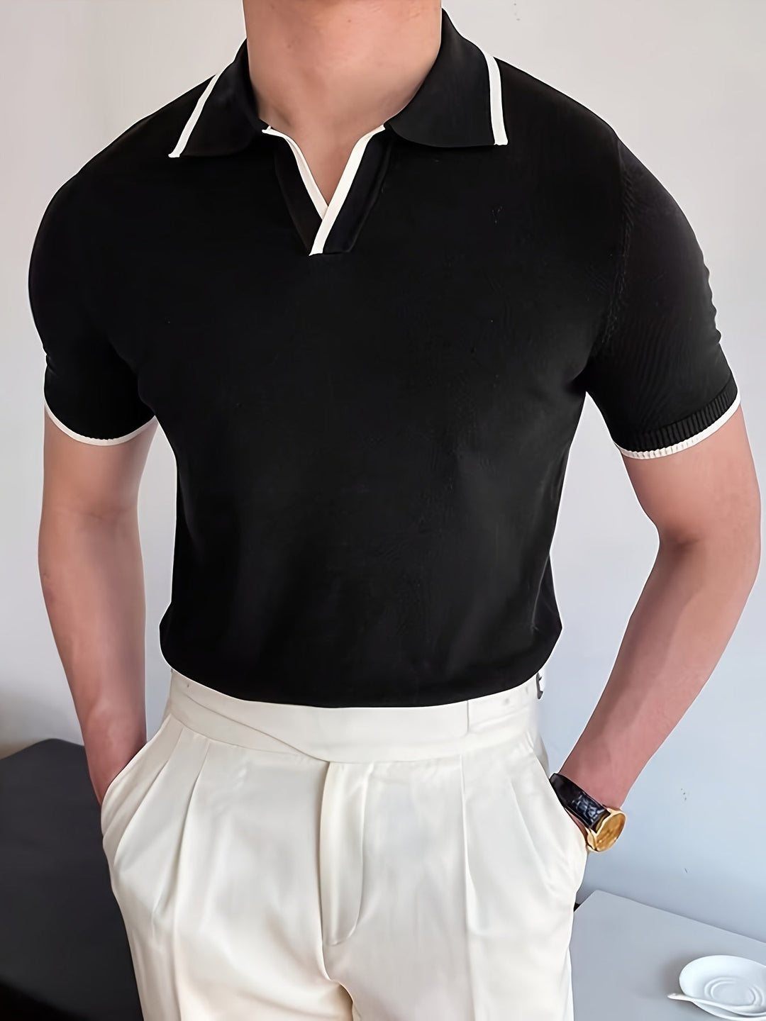 Trendy Black Men's Polo - Rafael-S-Nora Luxe