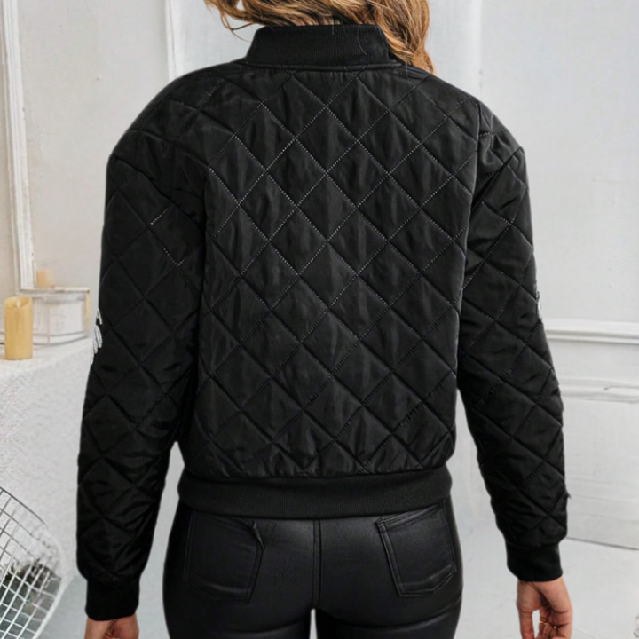 Trendy Black Women's Bomber Jacket with Zip - Rivka-XS-Nora Luxe