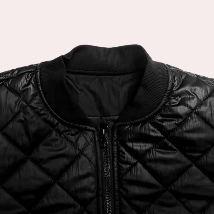 Trendy Black Women's Bomber Jacket with Zip - Rivka-XS-Nora Luxe