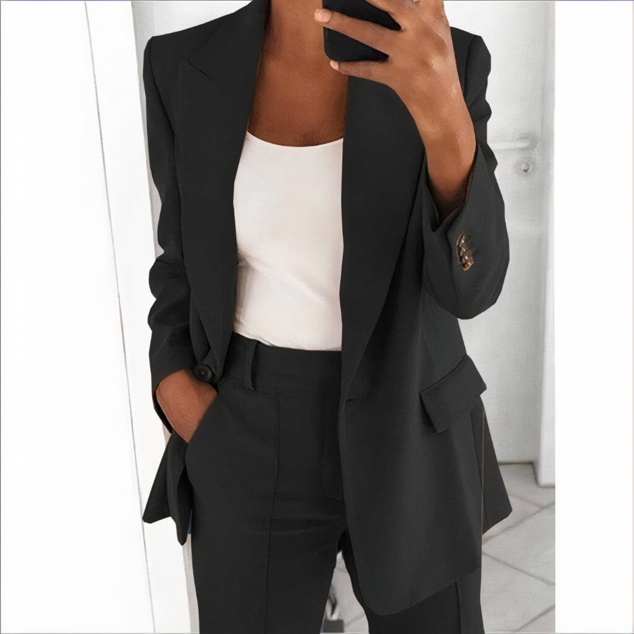 Trendy Blazer and Trouser Set for Women - Sanne-Black-S-Nora Luxe