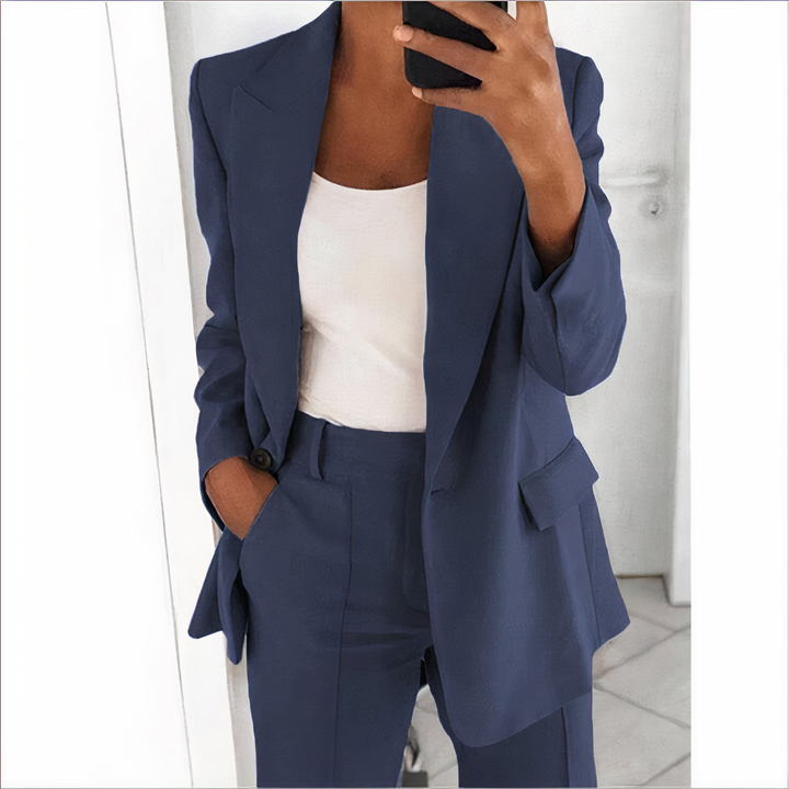Trendy Blazer and Trouser Set for Women - Sanne-Blue-S-Nora Luxe