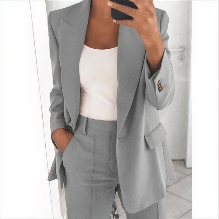 Trendy Blazer and Trouser Set for Women - Sanne-Gray-S-Nora Luxe