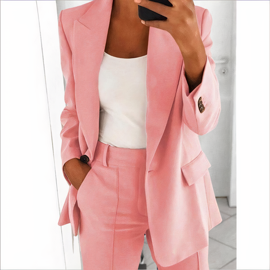 Trendy Blazer and Trouser Set for Women - Sanne-Pink-S-Nora Luxe