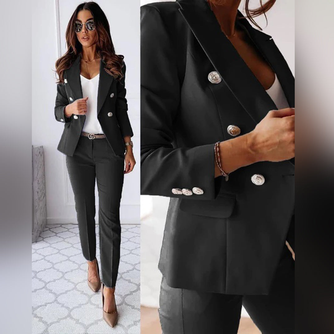 Trendy Blazer and Trouser Set - Isabella-Black-S-Nora Luxe