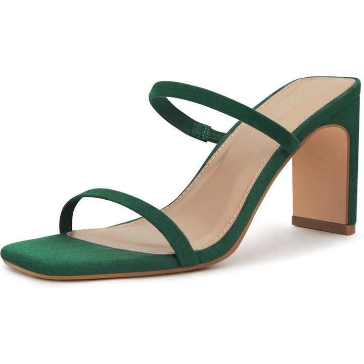 Trendy Block Heels with Square Toe – Eline-Green-2.5-Nora Luxe