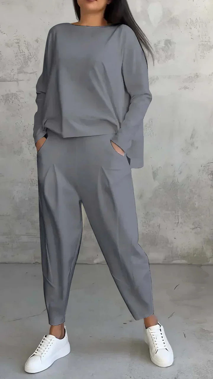 Trendy Casual Women's Clothing Set - Brooklyn-Gray-S-Nora Luxe