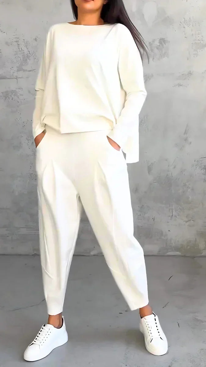 Trendy Casual Women's Clothing Set - Brooklyn-White-S-Nora Luxe