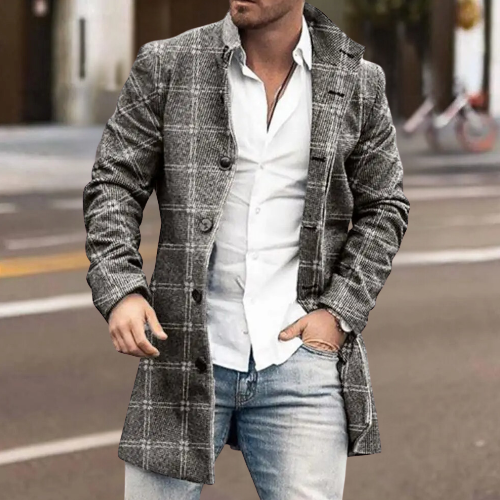 Trendy Classic Men's Coat - Matthis-Light gray-S-Nora Luxe