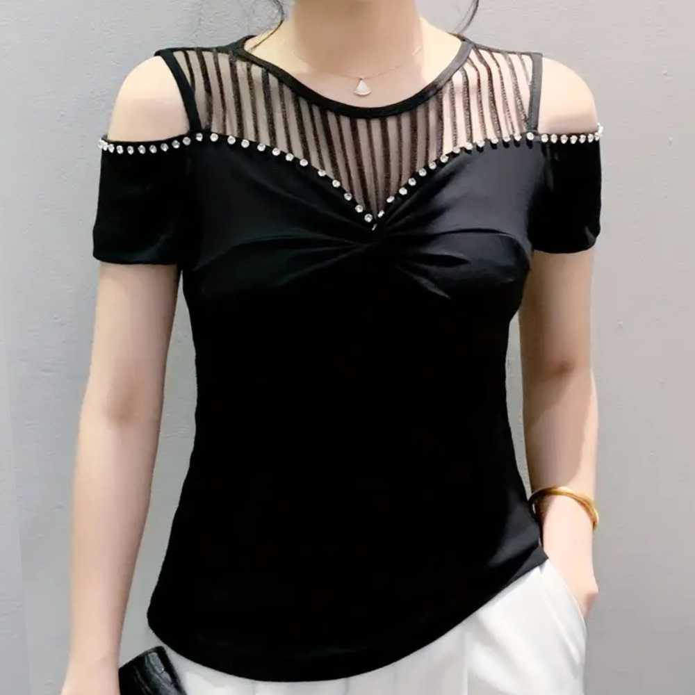 Trendy Cold-Shoulder Top for Women - Fenna-Black-XS-Nora Luxe