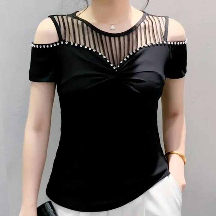 Trendy Cold-Shoulder Top for Women - Fenna-Black-XS-Nora Luxe