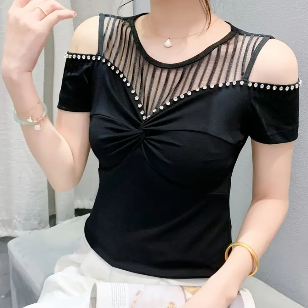 Trendy Cold-Shoulder Top for Women - Fenna-Red-XS-Nora Luxe