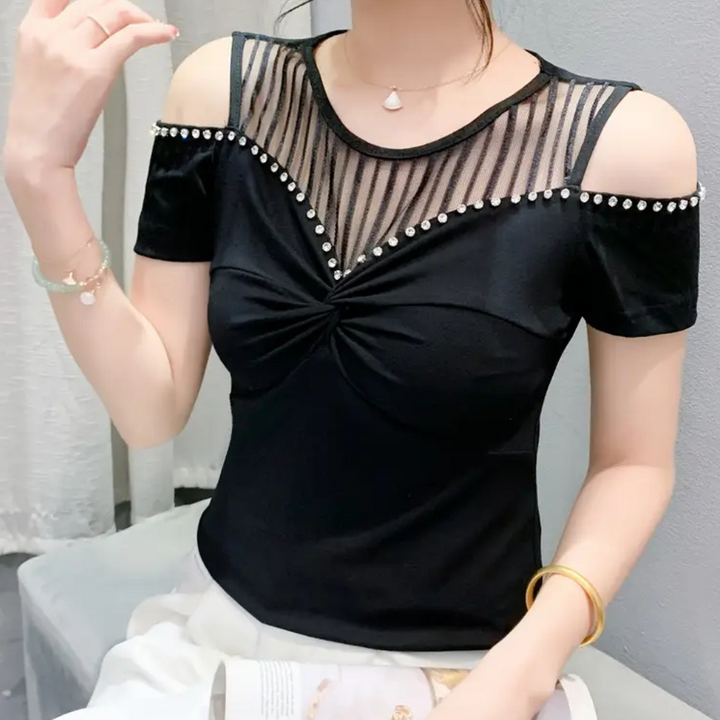 Trendy Cold-Shoulder Top for Women - Fenna-Red-XS-Nora Luxe