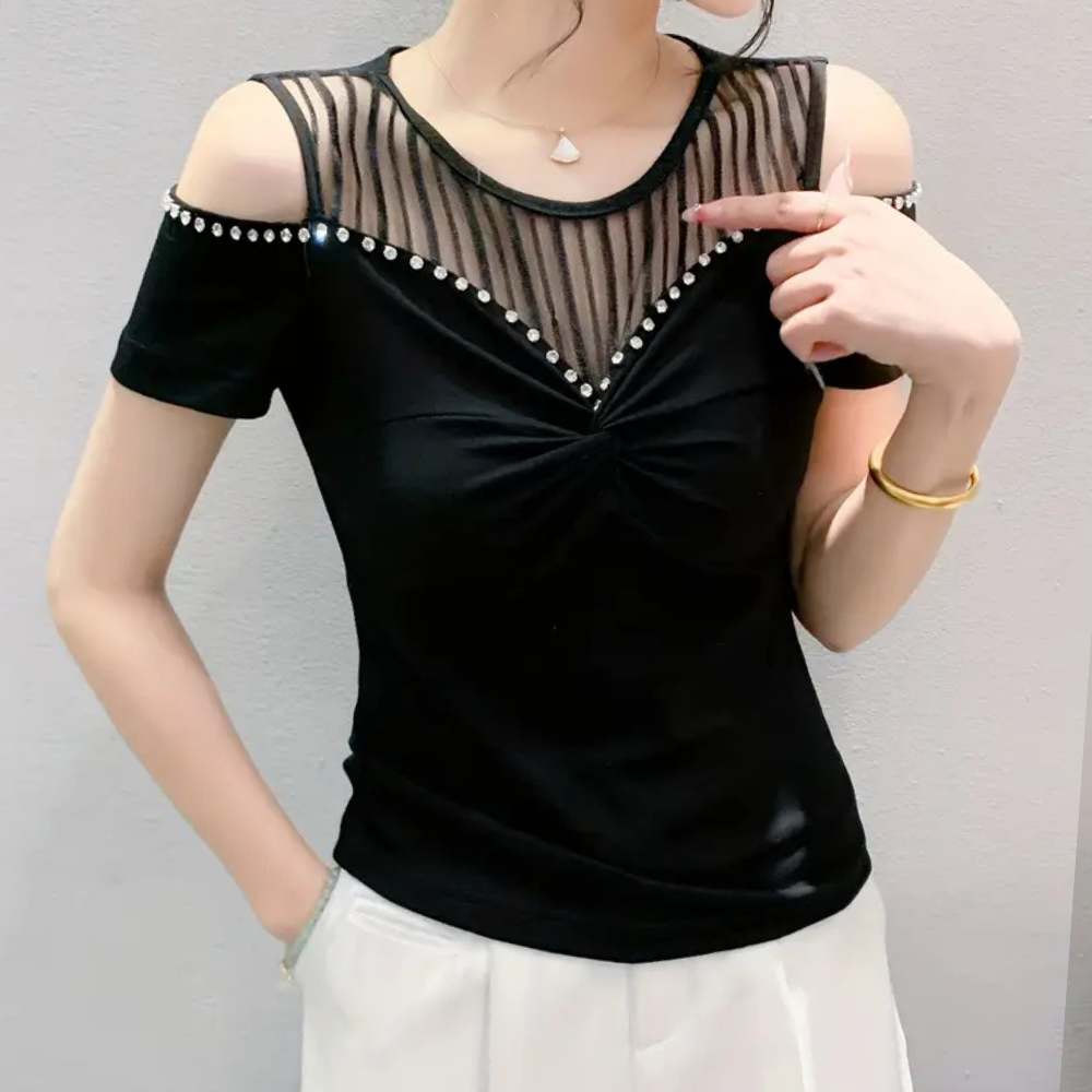 Trendy Cold-Shoulder Top for Women - Fenna-Red-XS-Nora Luxe