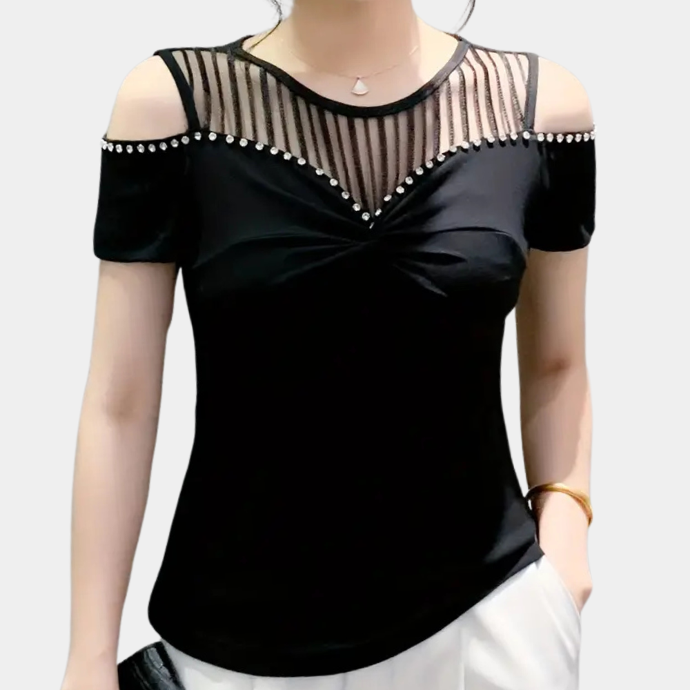 Trendy Cold-Shoulder Top for Women - Fenna-Red-XS-Nora Luxe