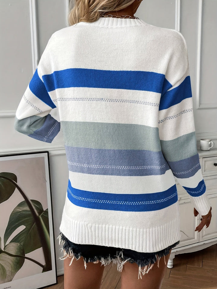 Trendy Colour Block Sweater with Round Neck - Felicity-Mixed-S-Nora Luxe