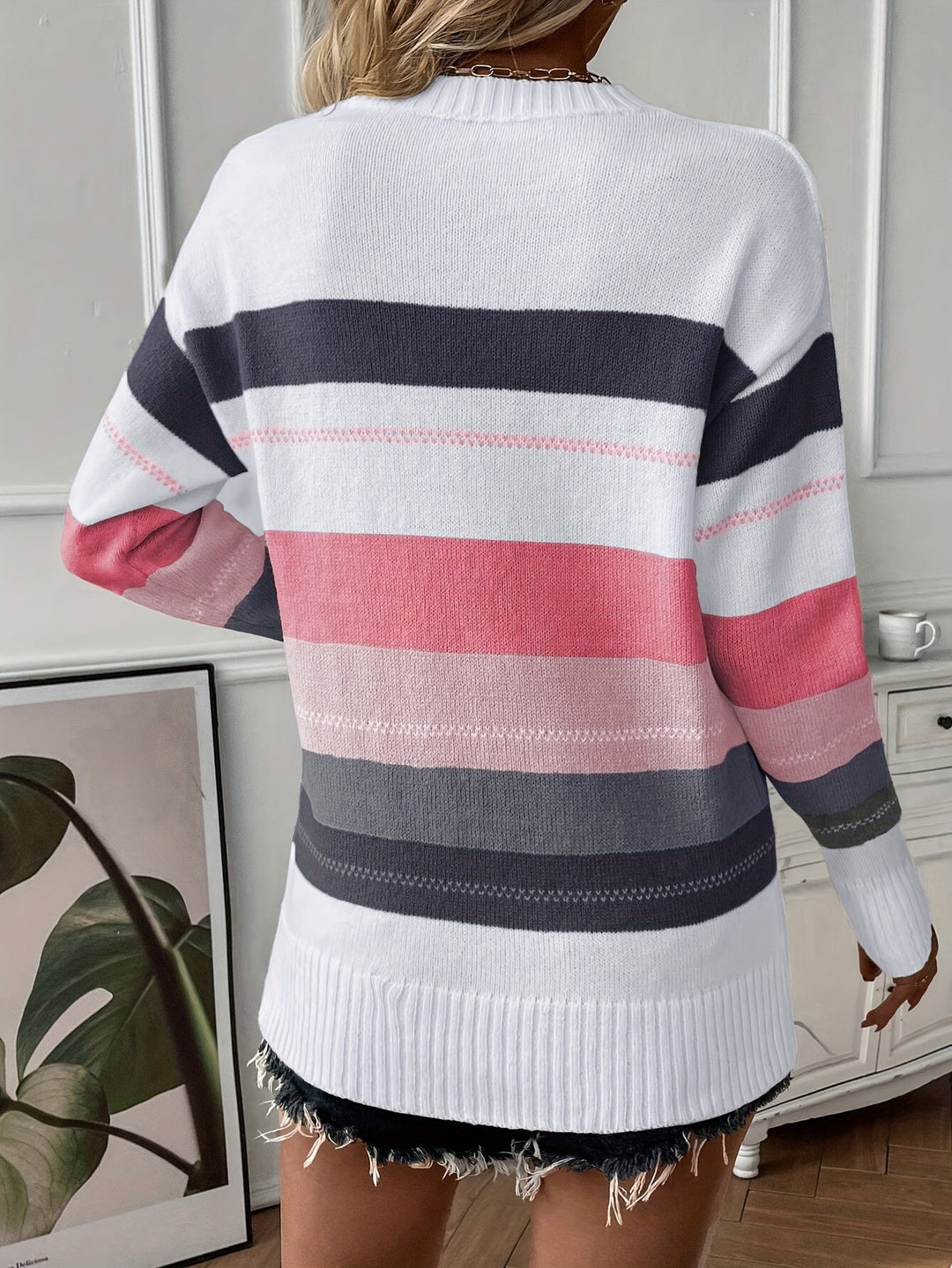 Trendy Colour Block Sweater with Round Neck - Felicity-Mixed-S-Nora Luxe
