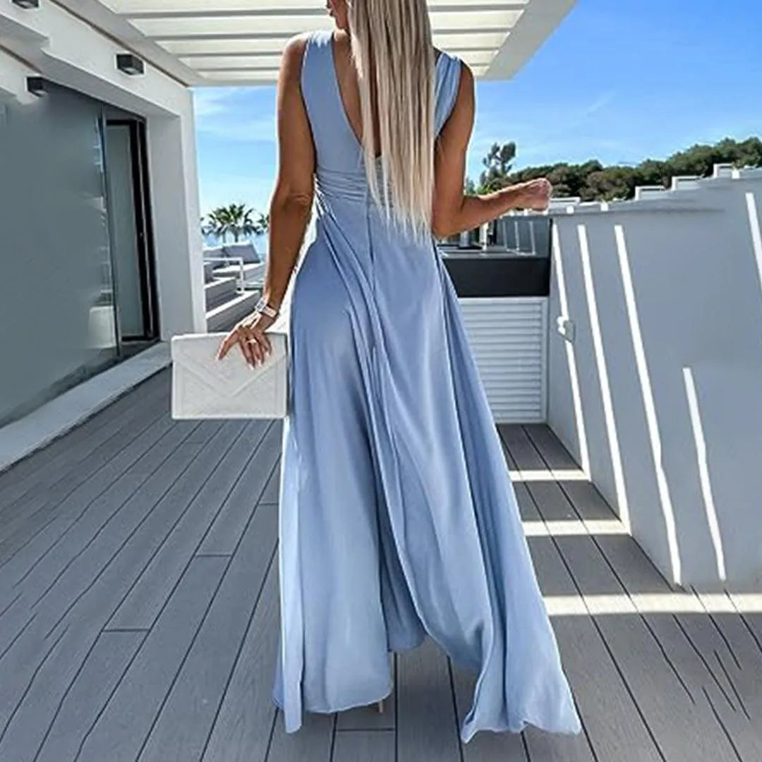 Trendy & Comfortable Jeans Jumpsuit for Women with Waist Cut – Rhea-Light blue-S-Nora Luxe