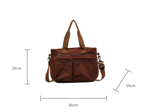 Trendy Corduroy Shoulder Bag - VelvetVogue-Beige-Nora Luxe