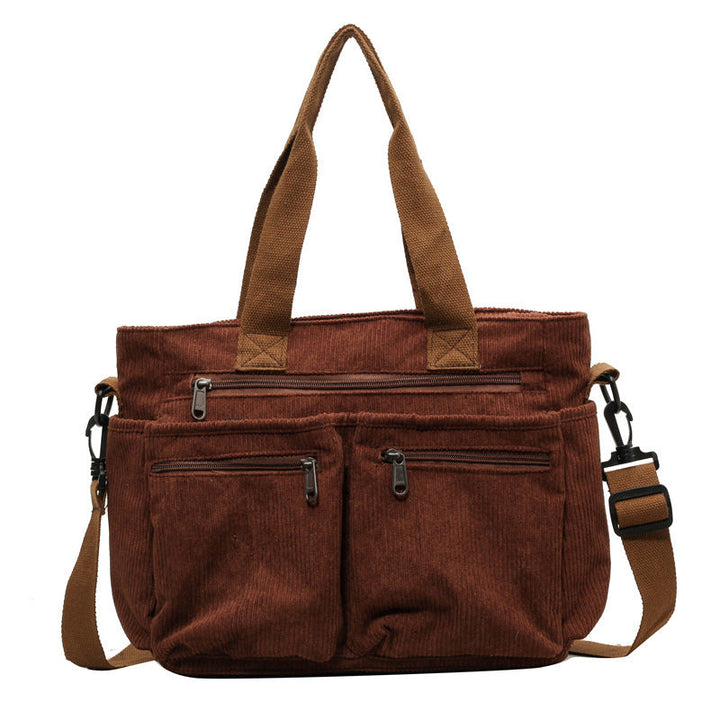 Trendy Corduroy Shoulder Bag - VelvetVogue-Brown-Nora Luxe