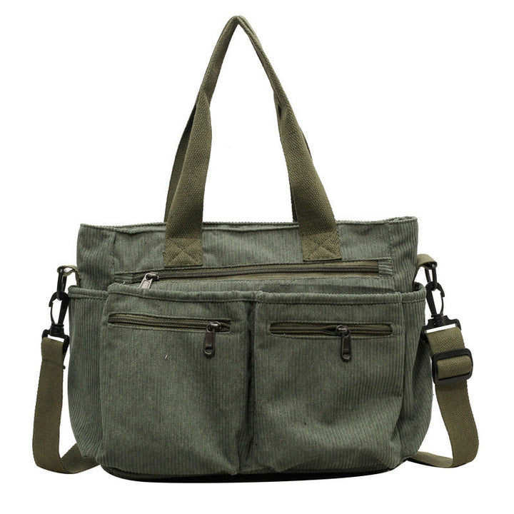 Trendy Corduroy Shoulder Bag - VelvetVogue-Green-Nora Luxe