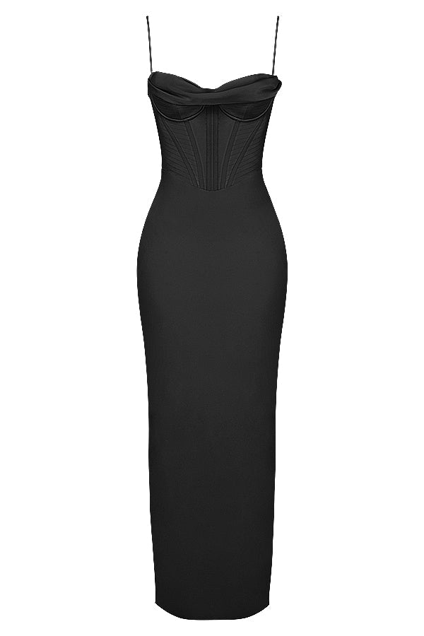 Trendy Corset Maxi Dress - Isabella-Black-XS-Nora Luxe