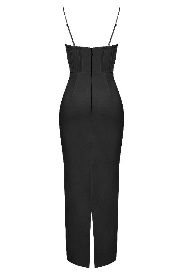 Trendy Corset Maxi Dress - Isabella-Black-XS-Nora Luxe
