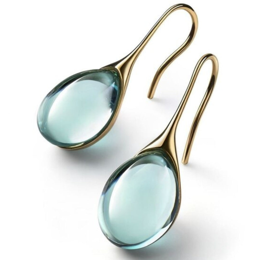 Trendy Crystal Drop Earrings - Celestina-Green-Nora Luxe