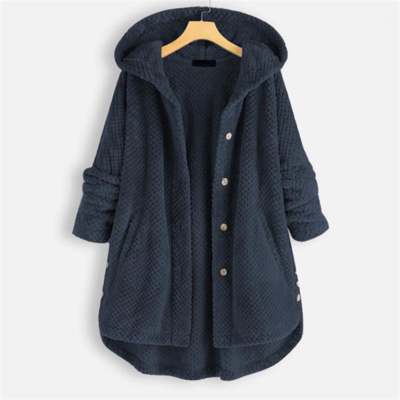 Trendy Cut Fleece Jacket with Hood - FleeceLux-Blue-S-Nora Luxe