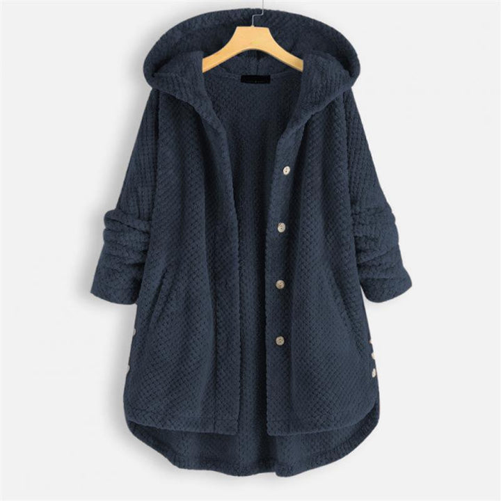 Trendy Cut Fleece Jacket with Hood - FleeceLux-Blue-S-Nora Luxe