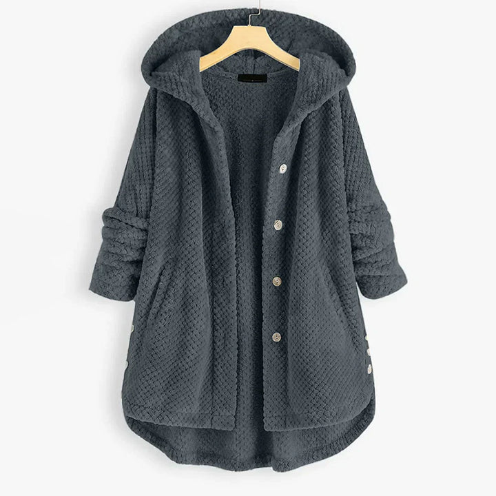 Trendy Cut Fleece Jacket with Hood - FleeceLux-Gray-S-Nora Luxe