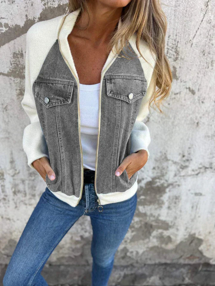 Trendy Denim Jacket - Isaline-Gray-S-Nora Luxe